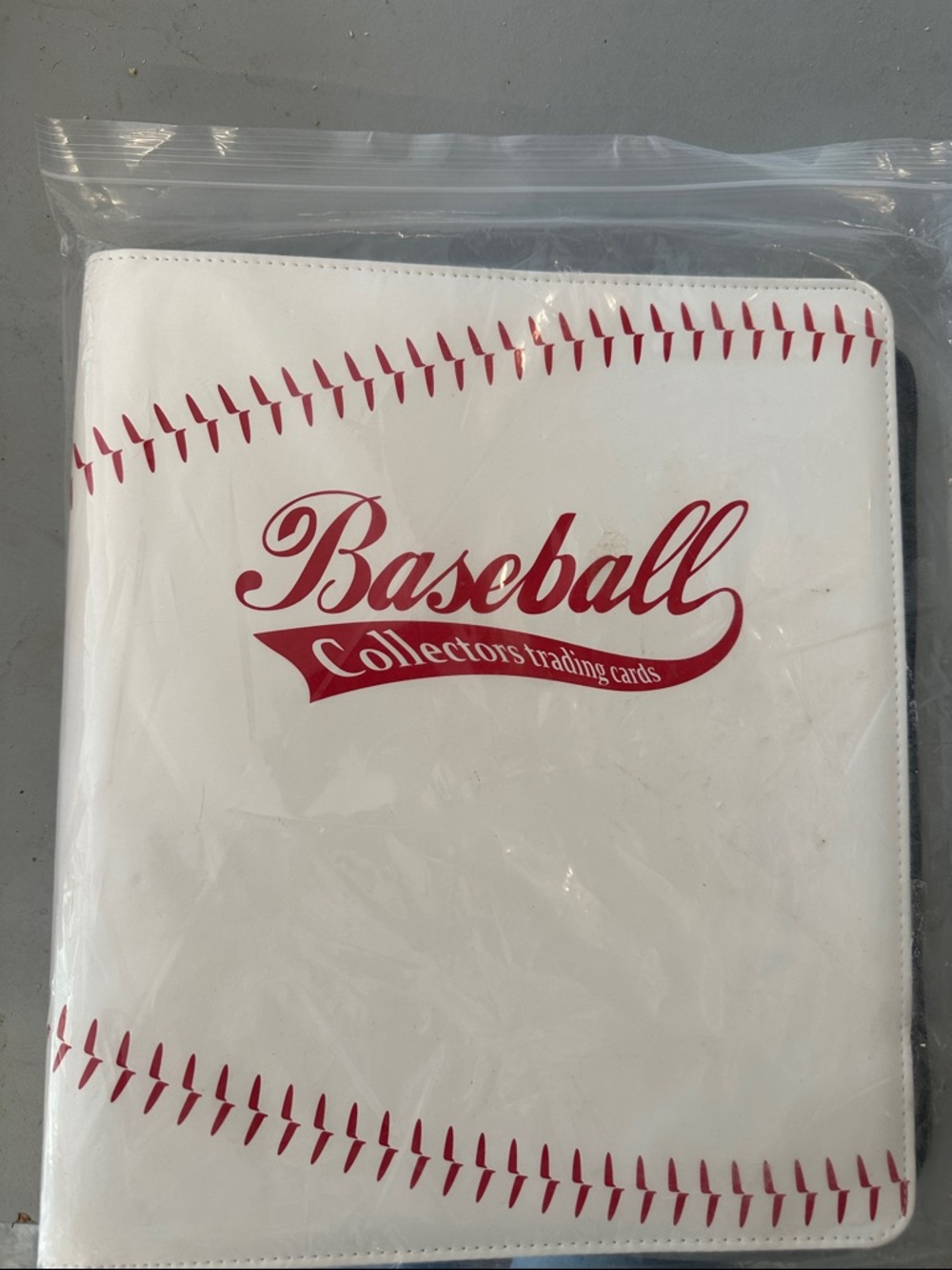 NWT Baseball Collectors Trading Cards Binder - White with Red Stitching